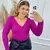 Blusa Tricot Básica Decote V Tricô Trança Feminina Outono Inverno - comprar online