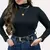 Blusa Feminina Manga Longa Cacharrel 100% Algodão Confortável Básico Gola Alta
