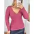 Blusa Tricot Básica Decote V Tricô Trança Feminina Outono Inverno