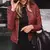 Imagem do Jaqueta de couro falso slim fit feminina clássica moto biker jaqueta de couro