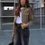 Jaqueta Cropped de Tweed Feminina, Casaco com Botões e Manga Longa - loja online