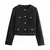 Jaqueta Cropped de Tweed Feminina, Casaco com Botões e Manga Longa - comprar online