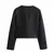 Jaqueta Cropped de Tweed Feminina, Casaco com Botões e Manga Longa