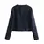 Jaqueta Cropped de Tweed Feminina, Casaco com Botões e Manga Longa - Lunvion