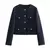Jaqueta Cropped de Tweed Feminina, Casaco com Botões e Manga Longa - comprar online