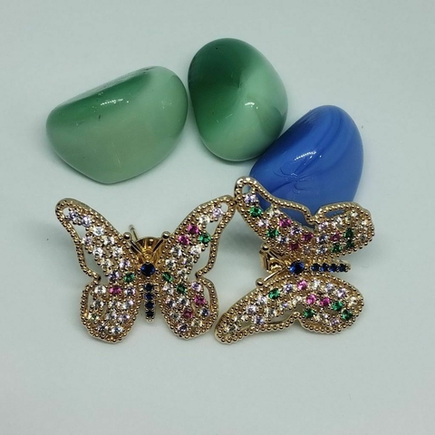 Brinco borboleta folheado a ouro 18k zircônia R$144,90 - comprar online