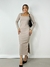 Vestido Feminino Midi em Ribana Manga Longa Decote Quadrado Eliana - DB 1984