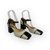Escarpin feminino bicolor em couro com salto bloco de 6cm e tira com fivela na cor preta e bege