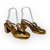 Scarpin feminino em couro bronze metálico com salto bloco de 7cm, detalhe de flor na parte frontal e tira transversal