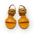 Sandália feminina de couro laranja neon com salto grosso de 6 cm e detalhe metálico na tira frontal