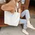 Bolsa de ombro feminina retrô casual em lona na internet