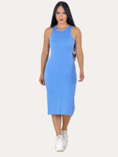 Vestido Midi Regata Com Fenda Lateral Canelado