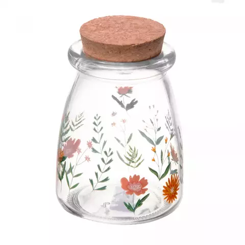 POTE REDONDO DE VIDRO COM TAMPA DE BAMBU FLORA