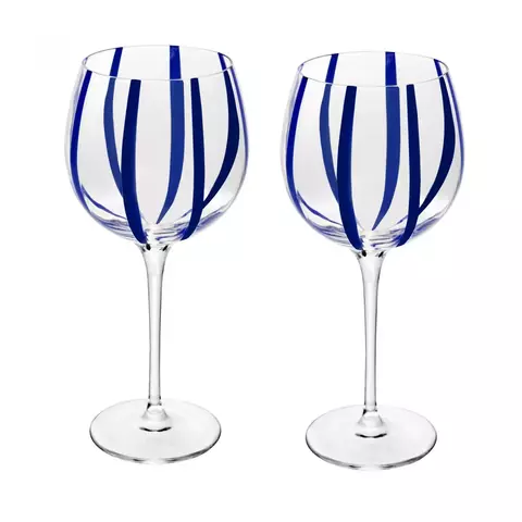 CONJ C/ 6 TAÇAS PARA VINHO AZURA 450ml ( COM LISTRAS AZUL)