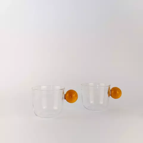 XICARA DE VIDRO BOROSSILICATO ESFERA AMARELA