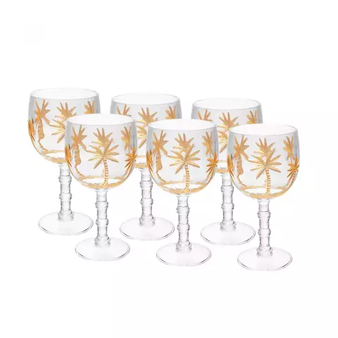 TAÇA DE ACRILICO PALM GOLD C/ 6 UN