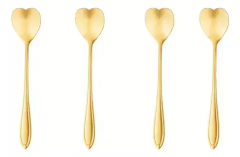 COLHER DE CHÁ AÇO INOX HEART DOURADA