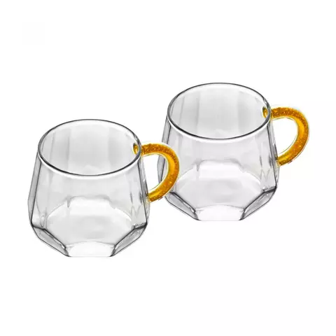 CANECA DE BOROSSILICATO - ALÇAS AMARELA 220ML