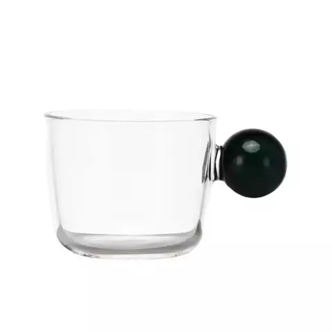 XICARA DE VIDRO BOROSSILICATO ESFERA PRETA