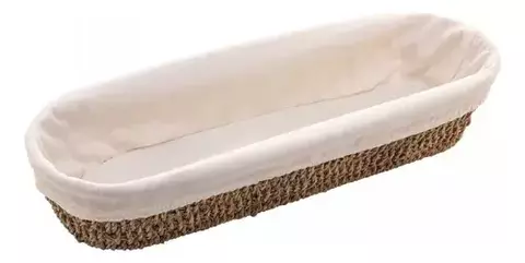 CESTO OVAL DE SISAL COM FORRO E TECIDO