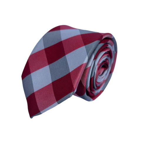 Gravata Xadrez Vermelha e Cinza - comprar online