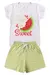 Conjunto Infantil Menina Branco Estampa de Melancia Shorts Verde - loja online