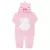 Macacão para Bebê Em Pelúcia Com Capuz Bordado Pig Rosa Claro até 12 Meses