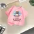Camiseta infantil de manga curta, blusa com gola redonda para meninas, roupas di