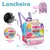 Kit Mochila de Rodinhas Meninas Escolar Lancheira Estojo