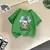 Imagem do Camiseta infantil de manga curta, blusa com gola redonda para meninas, roupas di