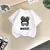 Imagem do Camiseta infantil de manga curta, blusa com gola redonda para meninas, roupas di