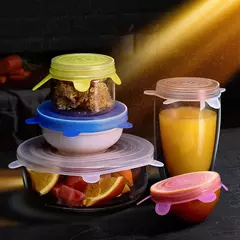6 pçs reutilizáveis tampas de silicone tampas de silicone adaptáveis para lat - loja online