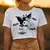 Manga feminina cropped t-shirt, top feminino, T-shirt, legal, Sanrio, Kuromi, ca - MaxOfert