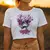 Manga feminina cropped t-shirt, top feminino, T-shirt, legal, Sanrio, Kuromi, ca - loja online