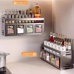Rack de especiarias de cozinha de aço inoxidável fixado na parede multi-funcio - comprar online
