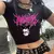 Manga feminina cropped t-shirt, top feminino, T-shirt, legal, Sanrio, Kuromi, ca