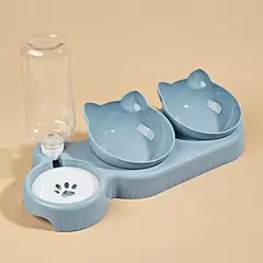 Tigelas de estimação com alimentador de água 3 em 1, design da orelha, tigela