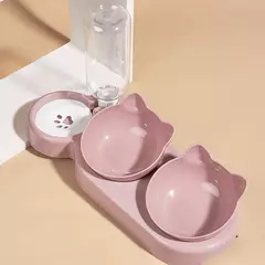 Tigelas de estimação com alimentador de água 3 em 1, design da orelha, tigela na internet