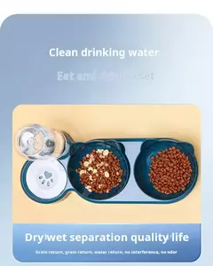Tigelas de estimação com alimentador de água 3 em 1, design da orelha, tigela na internet