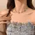 Colar romântico azul cristal borboleta colar para mulheres meninas simples brilh - MaxOfert