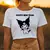 Imagem do Manga feminina cropped t-shirt, top feminino, T-shirt, legal, Sanrio, Kuromi, ca