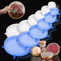 Imagem do 6 pçs reutilizáveis tampas de silicone tampas de silicone adaptáveis para lat