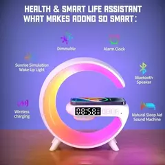 Imagem do Carregador sem fio almofada suporte alto-falante rgb luz noturna carregamento rápido para iphone samsung xiaomi huawei