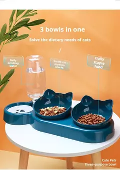 Imagem do Tigelas de estimação com alimentador de água 3 em 1, design da orelha, tigela