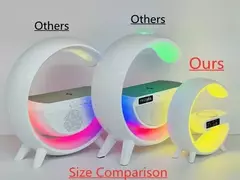 Carregador sem fio almofada suporte alto-falante rgb luz noturna carregamento rápido para iphone samsung xiaomi huawei - MaxOfert