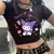 Manga feminina cropped t-shirt, top feminino, T-shirt, legal, Sanrio, Kuromi, ca