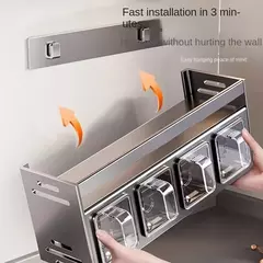 Rack de especiarias de cozinha de aço inoxidável fixado na parede multi-funcio - comprar online
