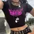Manga feminina cropped t-shirt, top feminino, T-shirt, legal, Sanrio, Kuromi, ca - loja online
