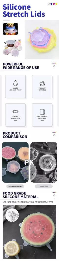 Imagem do 6 pçs reutilizáveis tampas de silicone tampas de silicone adaptáveis para lat