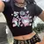 Manga feminina cropped t-shirt, top feminino, T-shirt, legal, Sanrio, Kuromi, ca - loja online